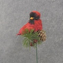 3" SISAL CARDINAL ON A PICK WITH PINE