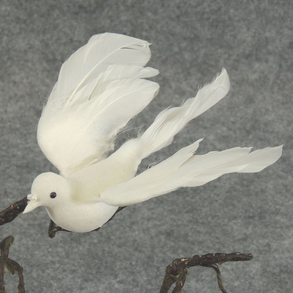 6" FLOCKED WHITE DOVE WITH A CLIP