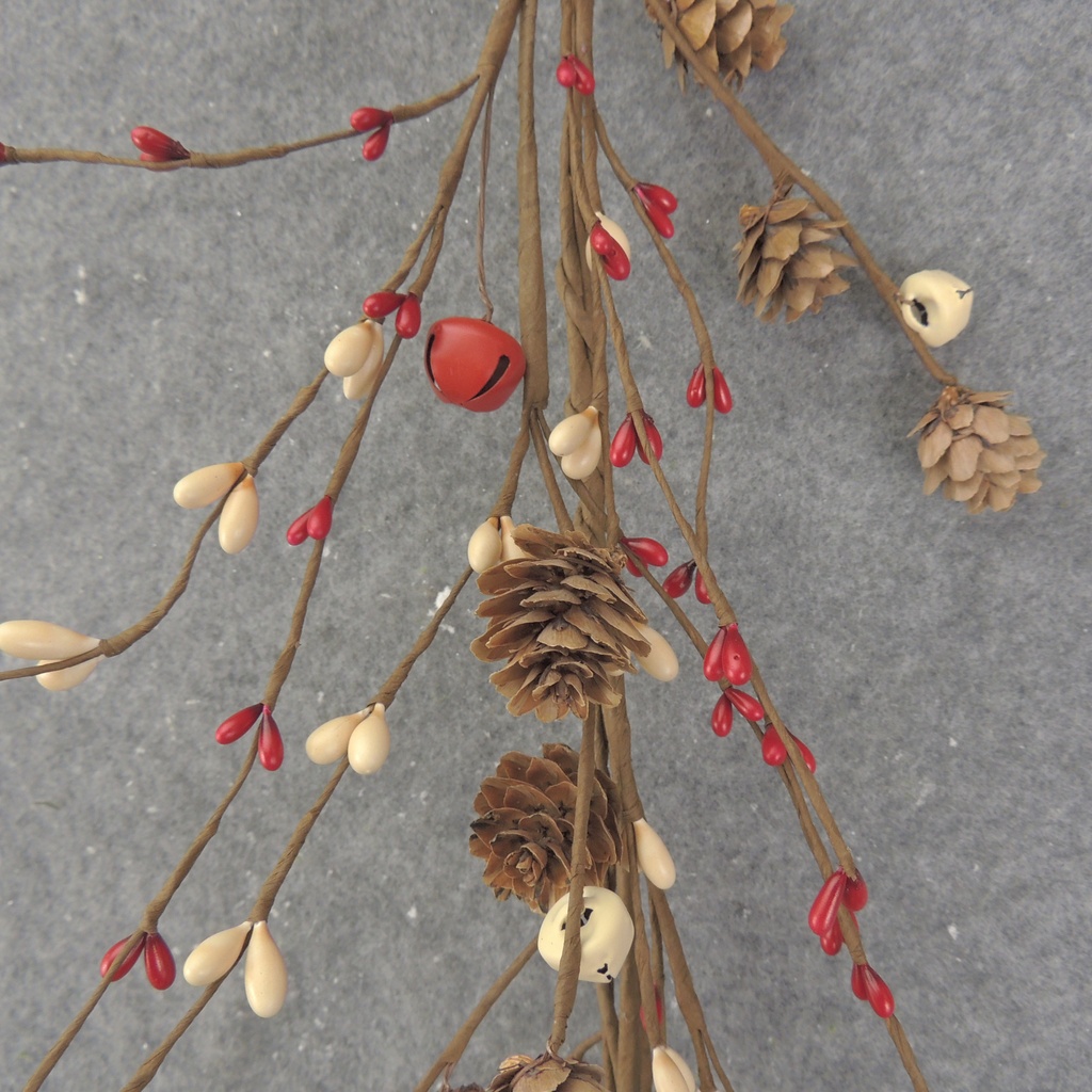 5' PINECONE & PIPBERRY GARLAND RED