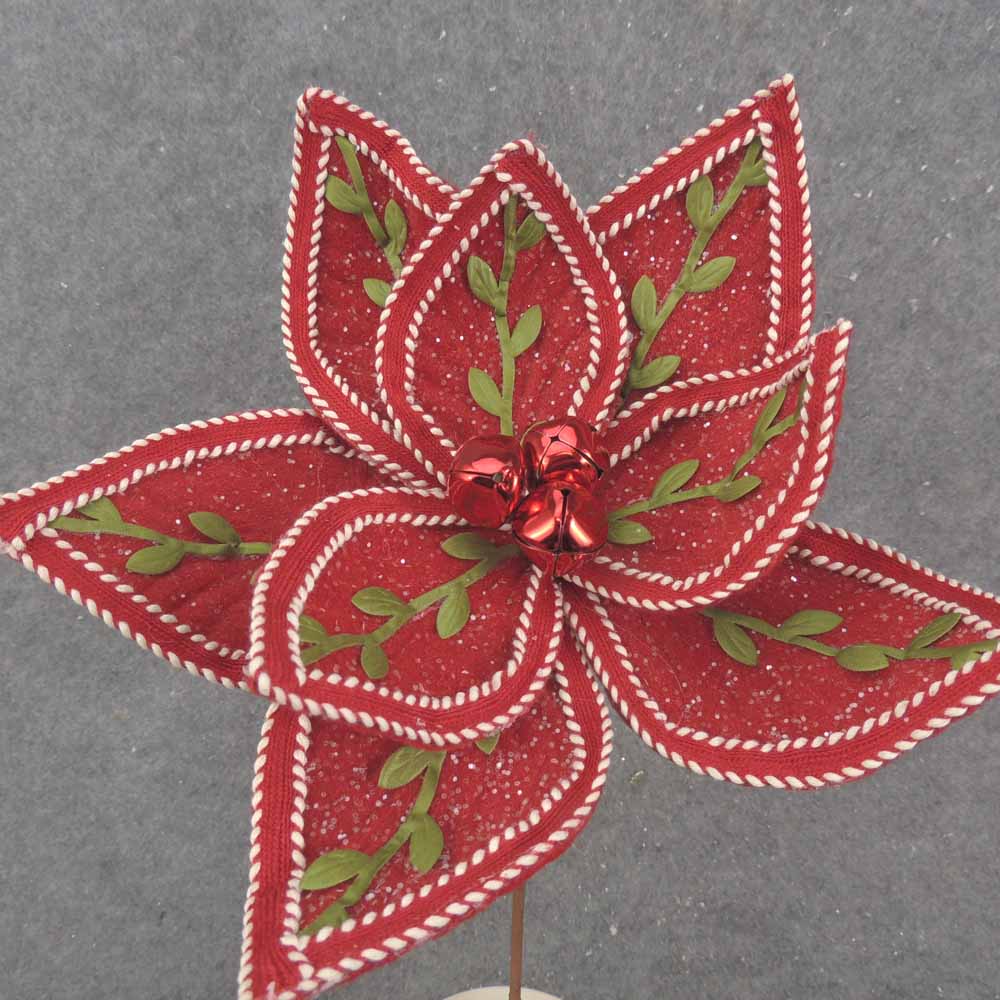 13&quot; RED &amp; GREEN POINSETTIA W/BELLS