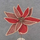 13&quot; RED &amp; NATURAL MATERIAL POINSETTIA