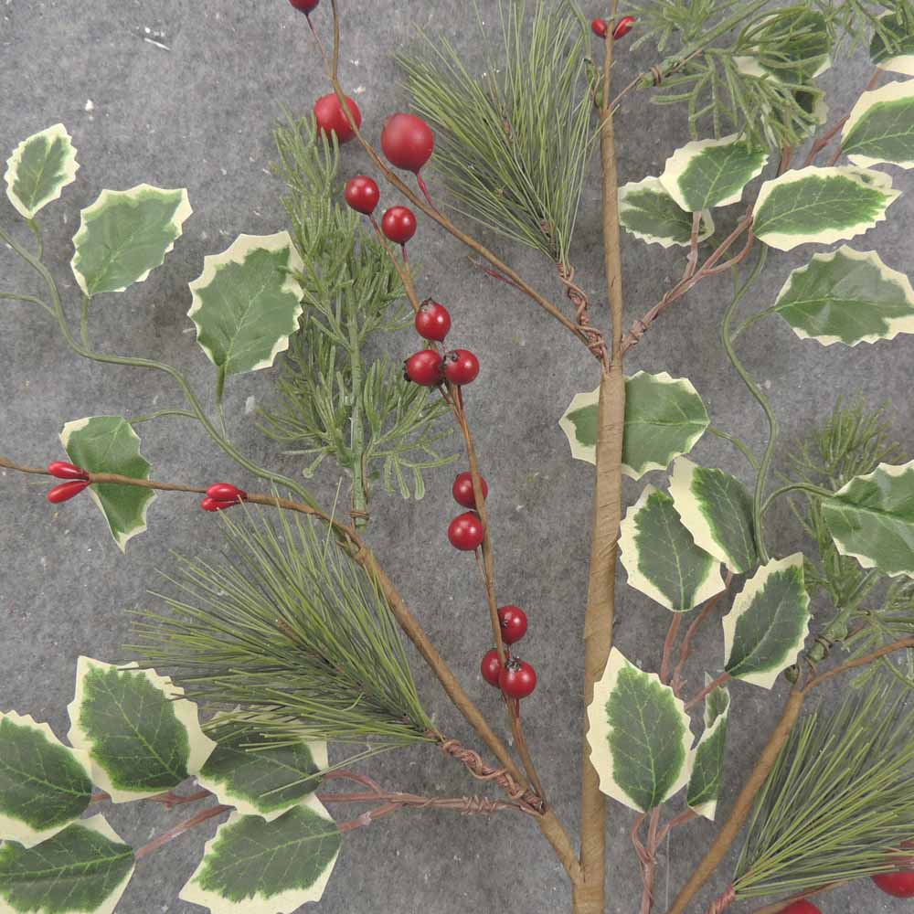 28" PINE, BERRY, & HOLLY SPRAY