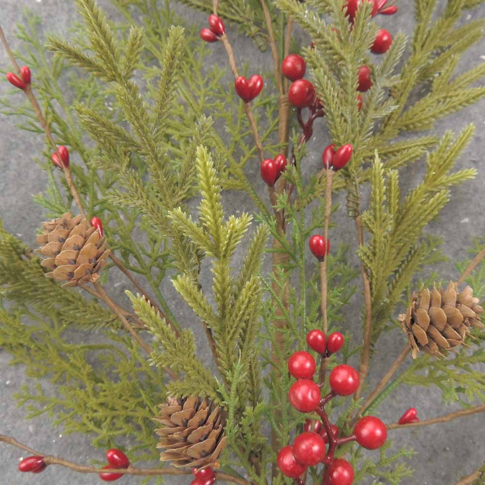 30&quot; MIXED PINE SPRAY W/ CONES &amp; BERRIES