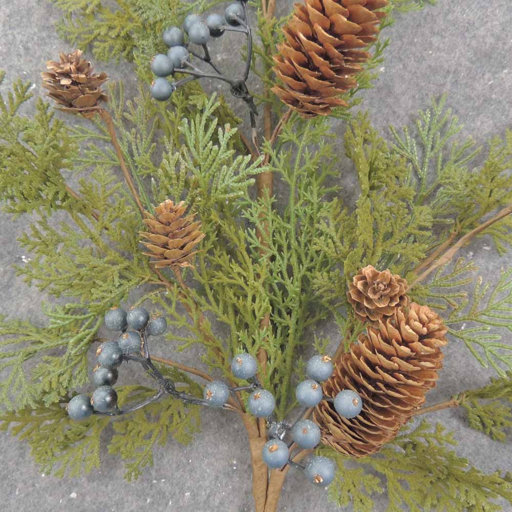 28" JUNIPER SPRAY W/CONES & BERRIES