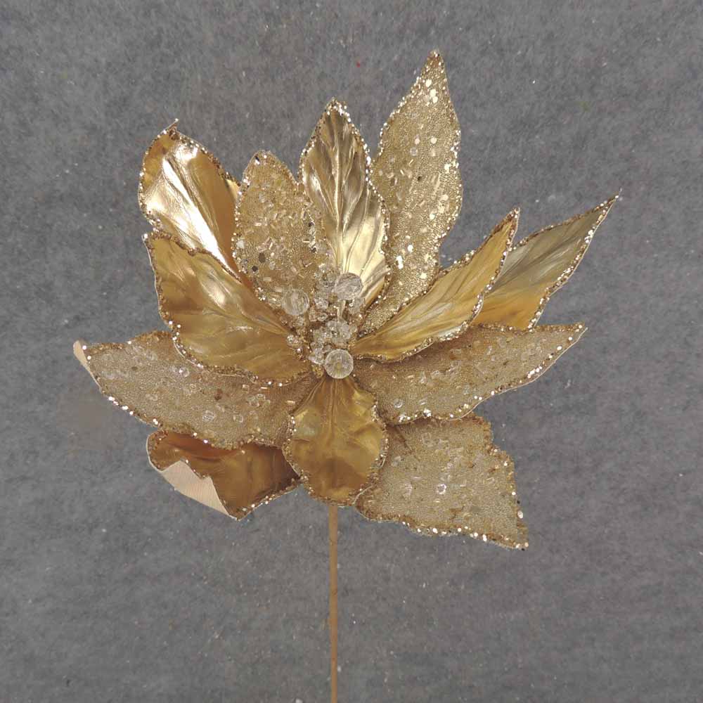 20" METALLIC GOLD POINSETTIA PICK (11"dia)