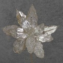 20" METALLIC PLATINUM POINSETTIA PICK (11"dia)