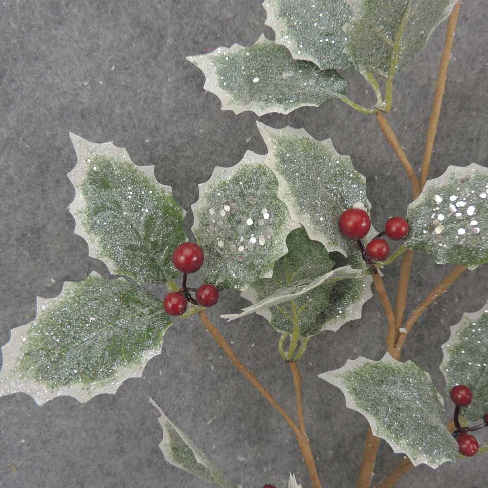 31" HOLLY SPRAY W/BERRIES & FROST