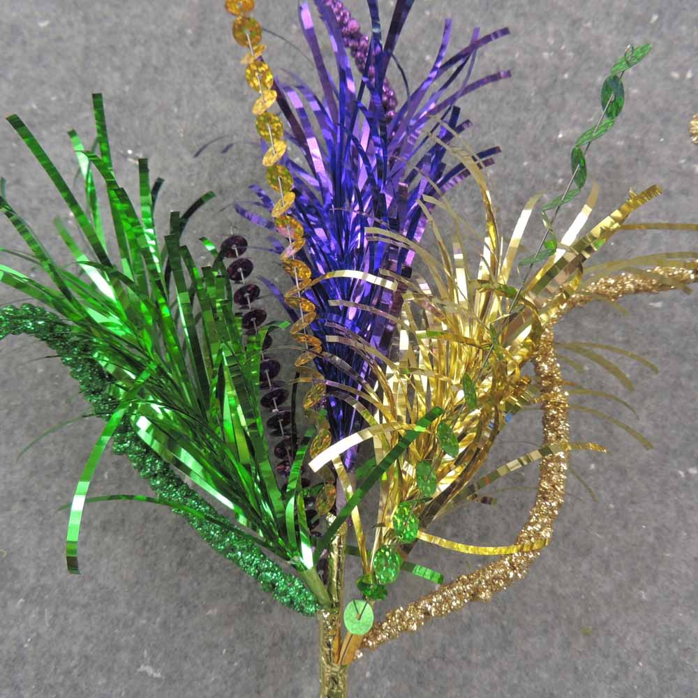 14" MARDI GRAS TINSEL & SEQUIN PICK