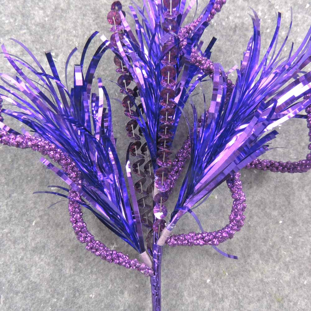 14" PURPLE TINSEL & SEQUIN PICK