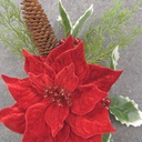 15&quot; POINSETTIA PICK W/PINE, HOLLY &amp; CONE