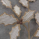 32&quot; WOOD CUTOUT &amp; FAUX METAL HOLLY SPRAY