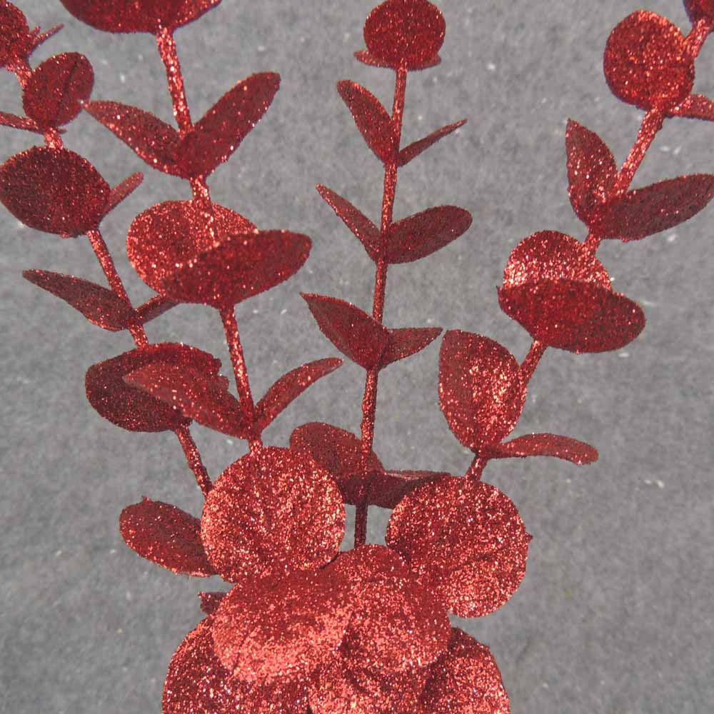 19" RED GLITTER EUCALYPTUS BUNDLE X4