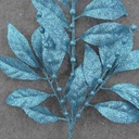 19" BLUE GLITTER LEAF SPRAY X3