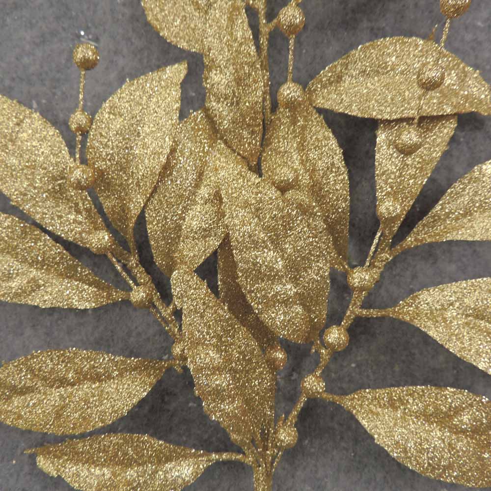 19" GOLD GLITTER LEAF SPRAY X3