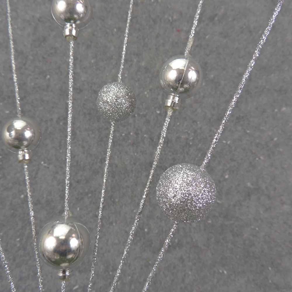24" SILVER ORNAMENT & GLITTER BALL SPRAY X7