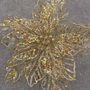 9&quot; GOLD GLITTER POINSETTIA ON CLIP
