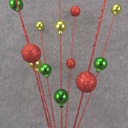 24" RED & GREEN ORNAMENT & GLITTER BALL SPRAY X7