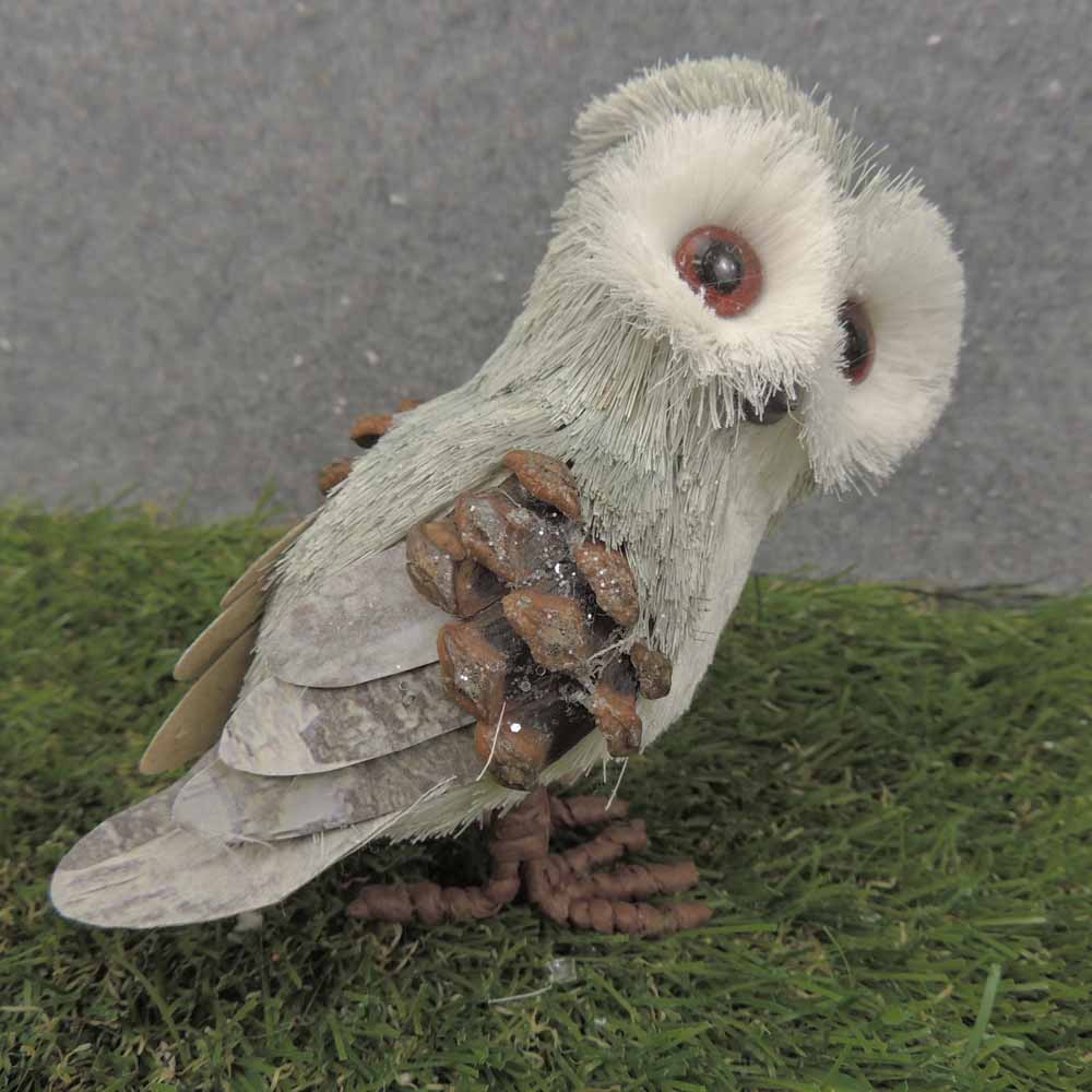 5" SISAL OWL W/NATURAL MATERIAL WINGS