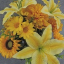 20" YELLOW LILY T/SUNFLOWER/MUM BUSH X16