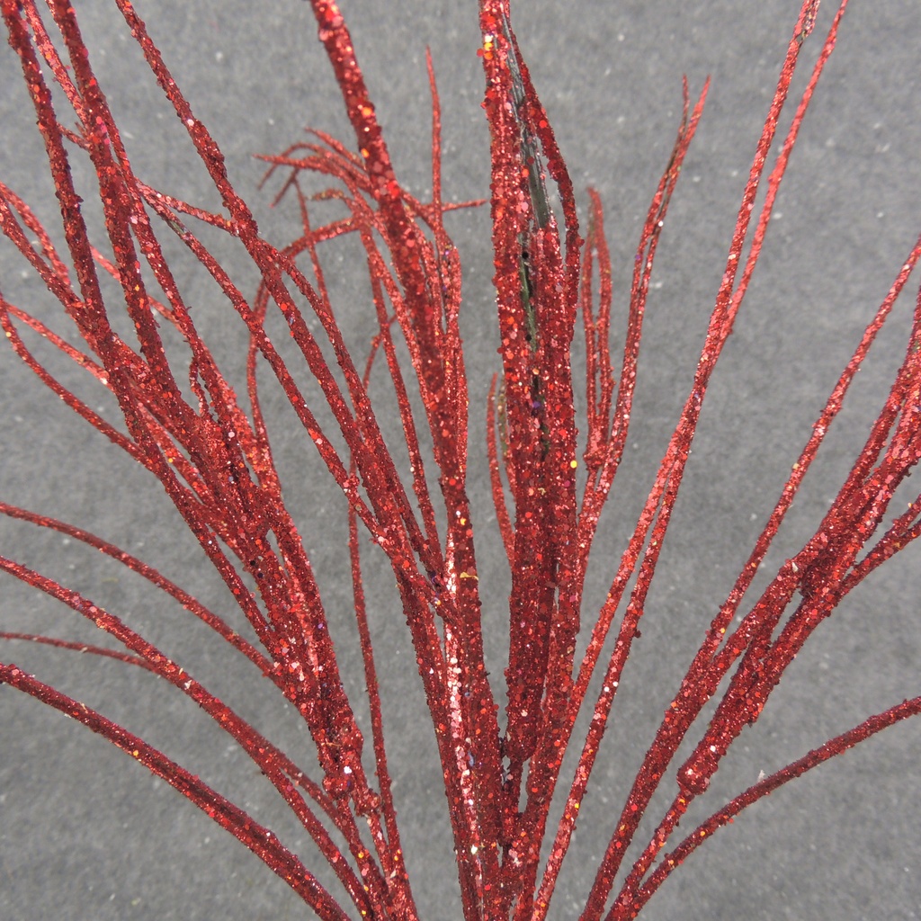 RED GLITTER GRASS BUSH X6