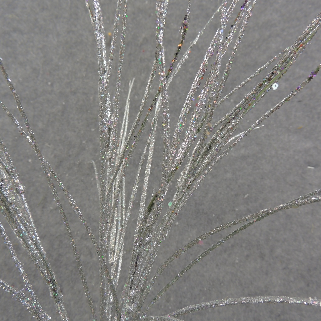 SILVER GLITTER GRASS BUSH X6