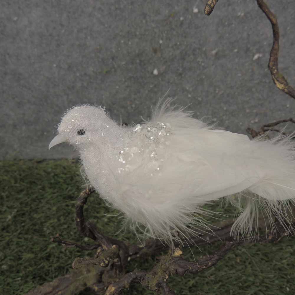 9" WHITE DOVE W/FEATHER TAIL