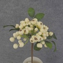 BERRY PICK W/LEAVES 11"  CREAM