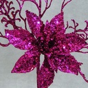 POINSETTIAw/GLIT&GRASS 17"(6/bg)  FUCHSIA