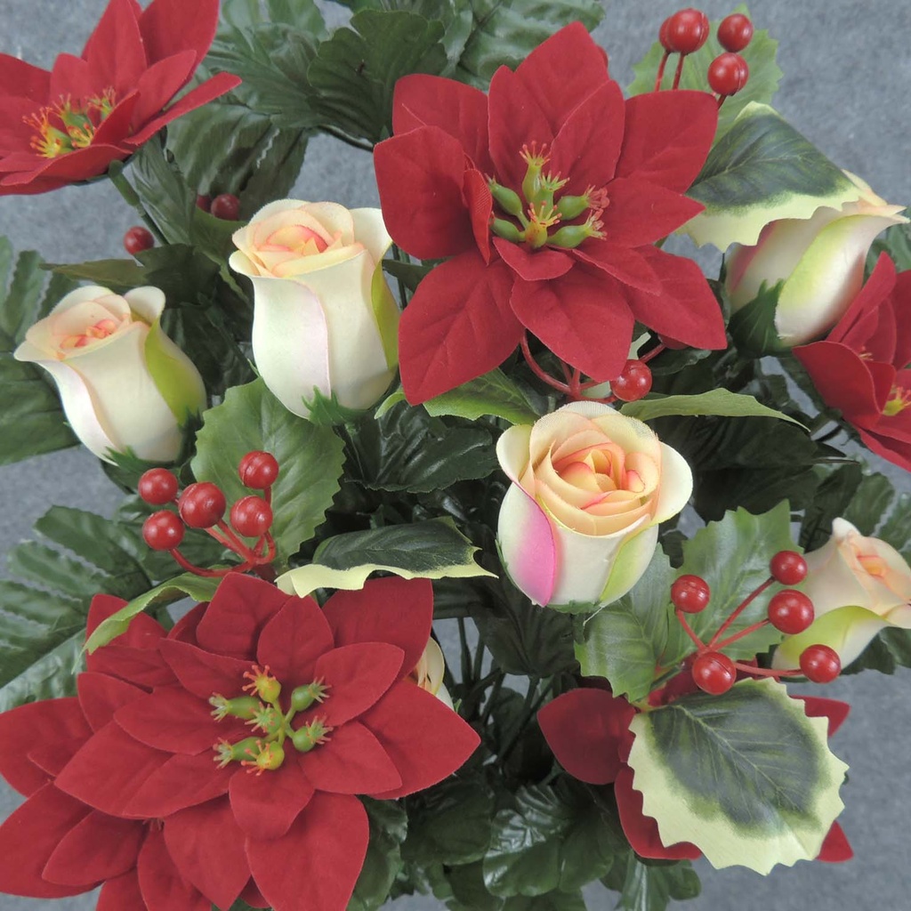 21" POINSETTIA/ROSE HALF BUSH X18