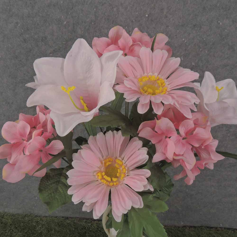 18.5" LILY, HYDRANGEA & DAISY BUSH X9 PINK