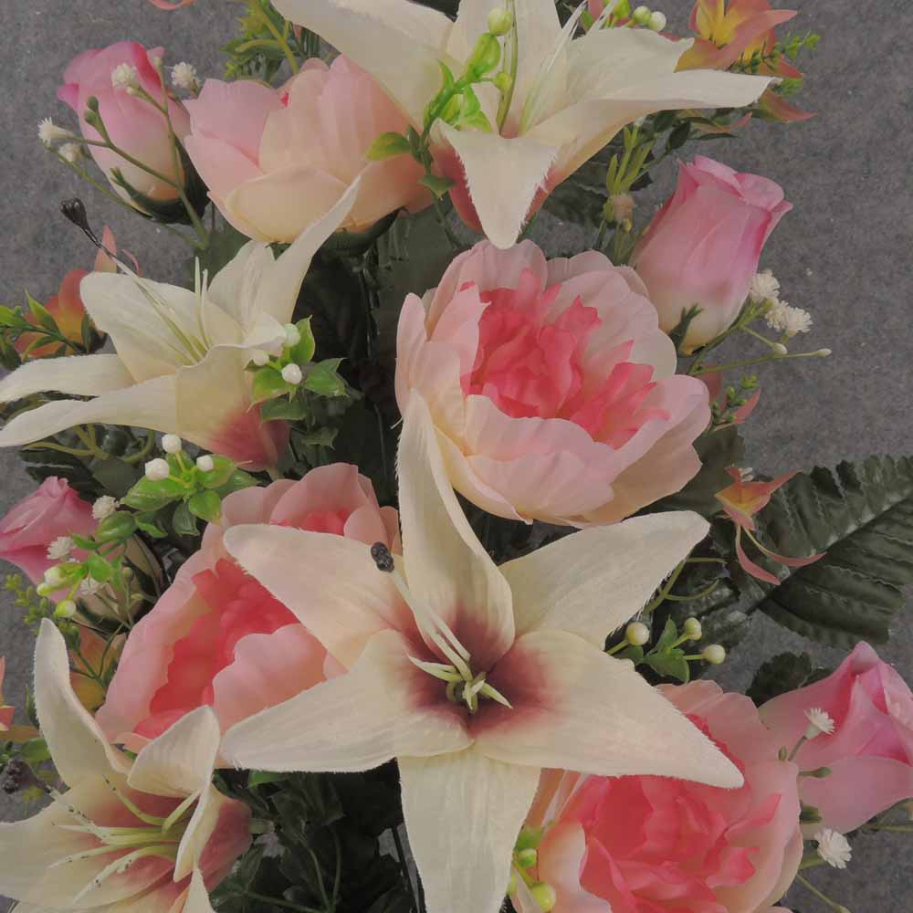 24" PEONY & LILY HALF BUSH X18 PINK/CREAM