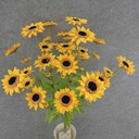 22" SUNFLOWER MINI BUSH X10 SATIN  GOLDEN YELLOW