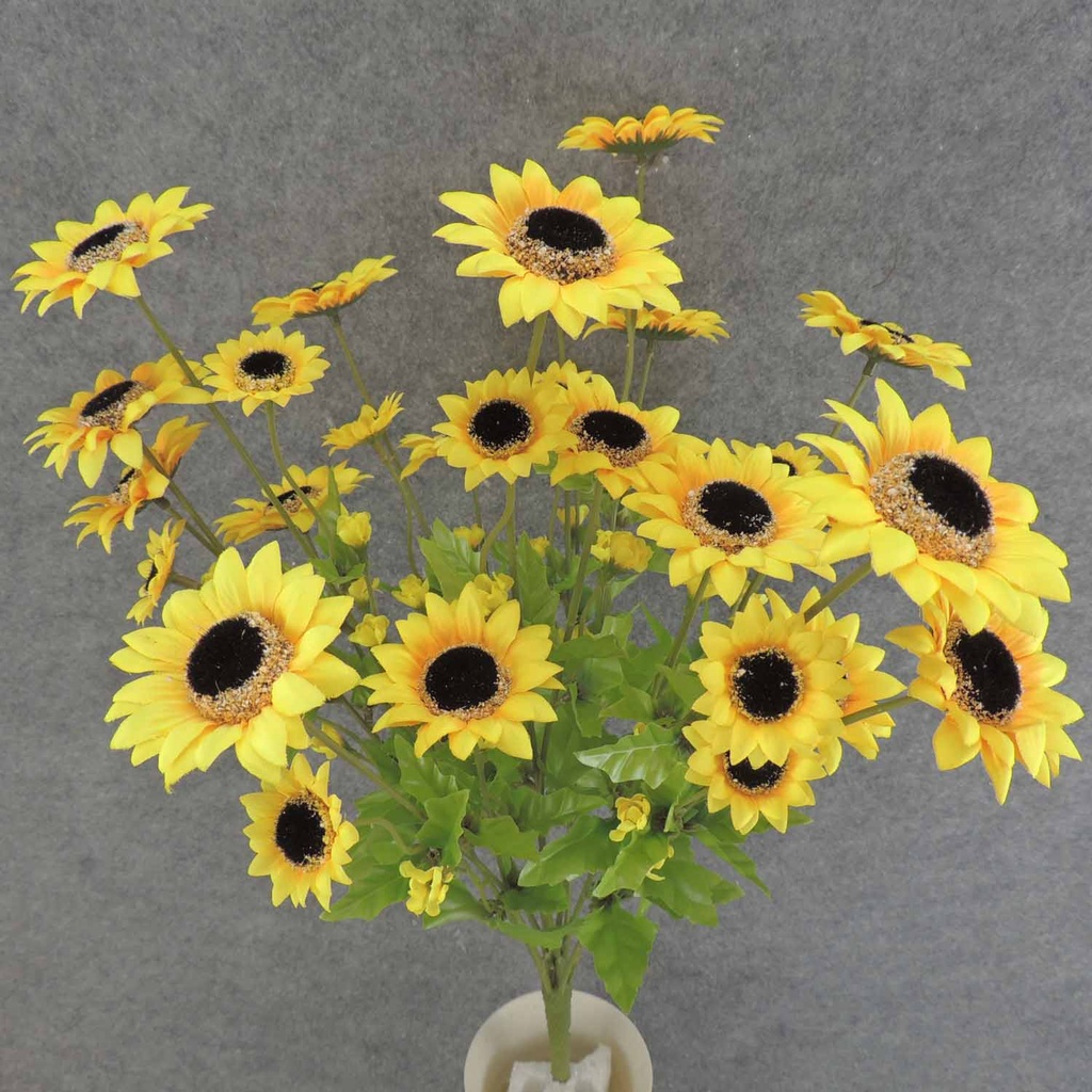 22" SUNFLOWER MINI BUSH X10 SATIN  YELLOW