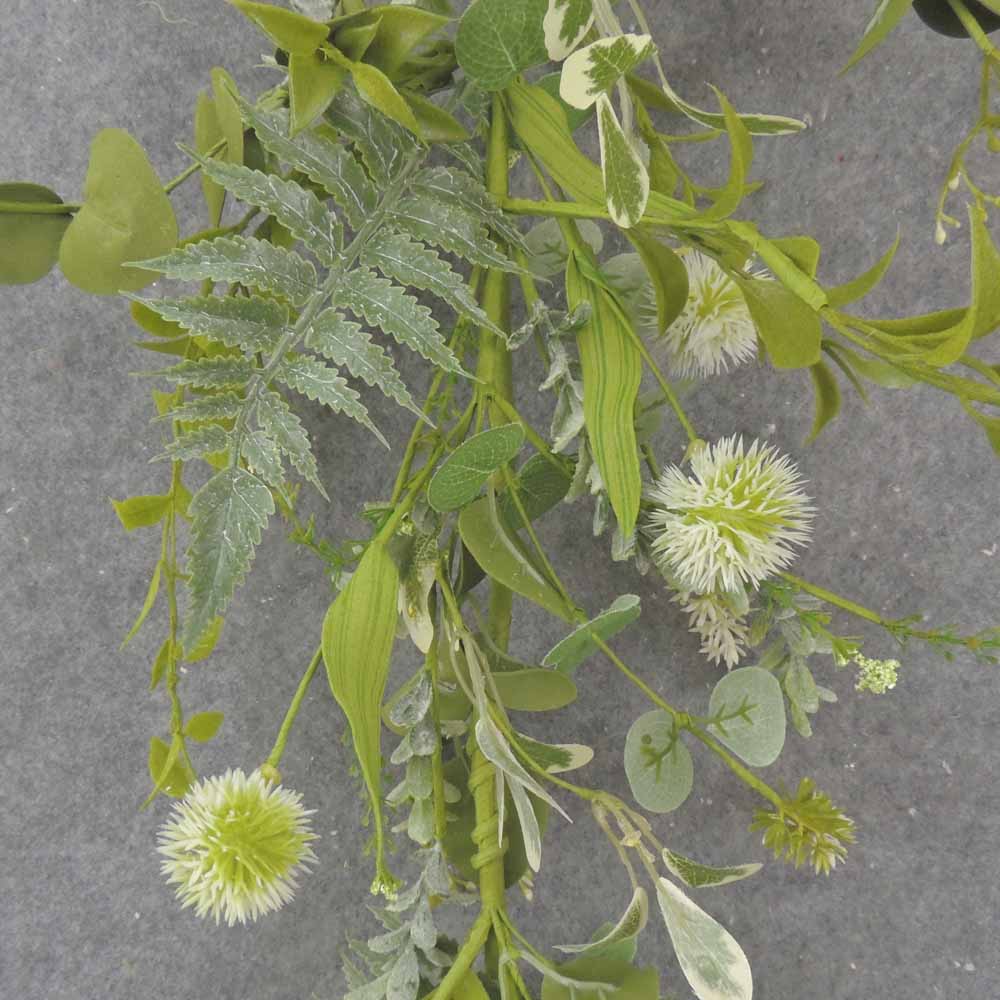 4' EUCALYPTUS, THISTLE & FOLIAGE GARLAND CREAM