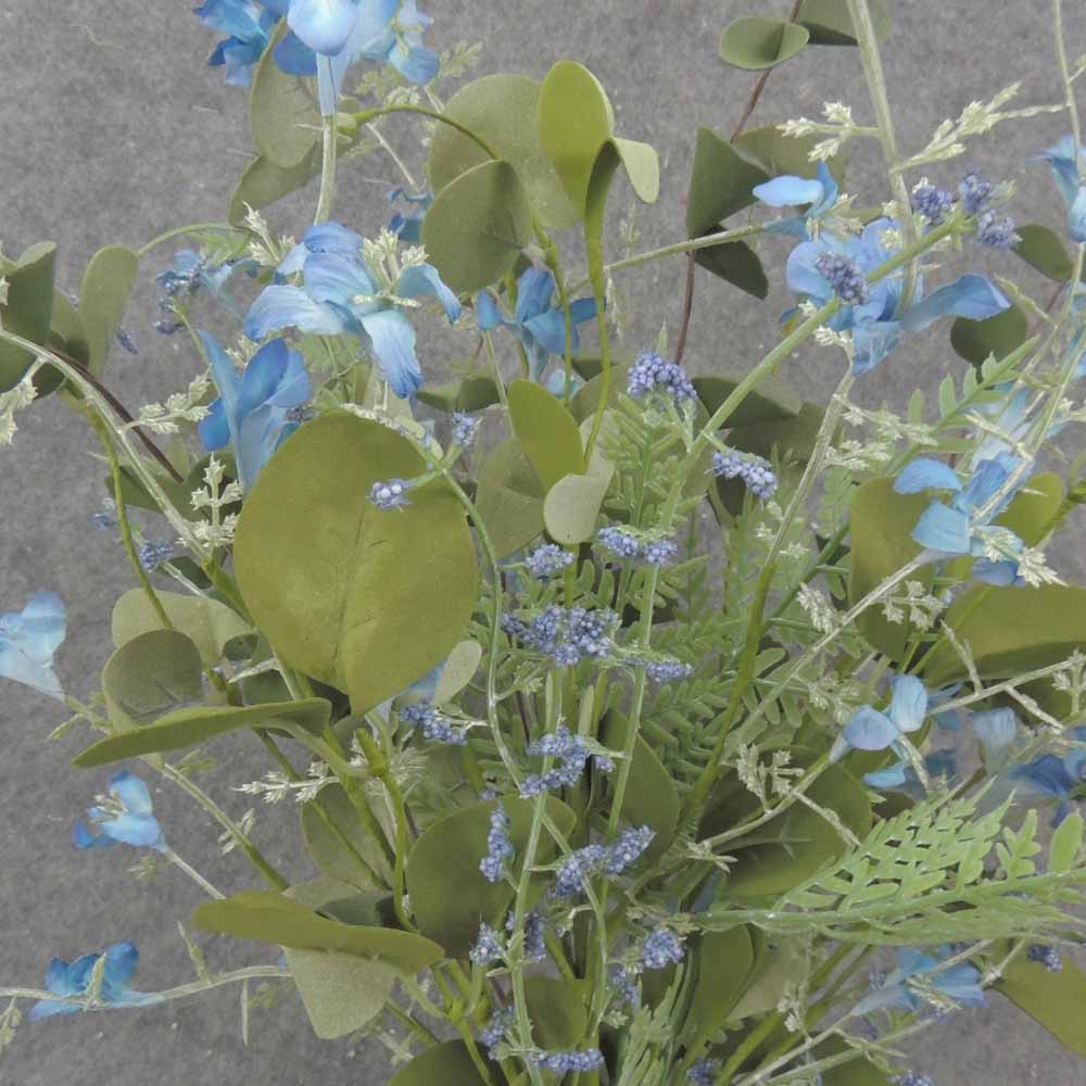 21" EUCALYPTUS, FERN & BLOSSOM BUSH BLUE