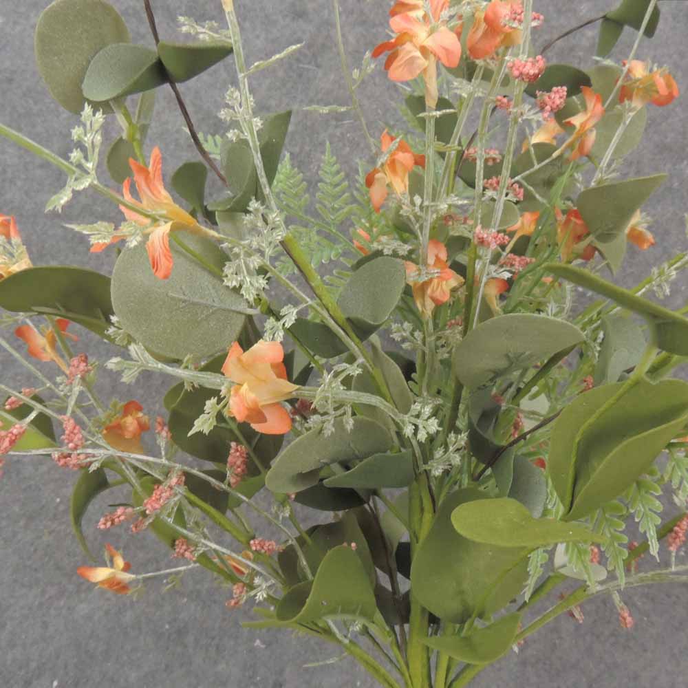 21" EUCALYPTUS, FERN & BLOSSOM BUSH ORANGE