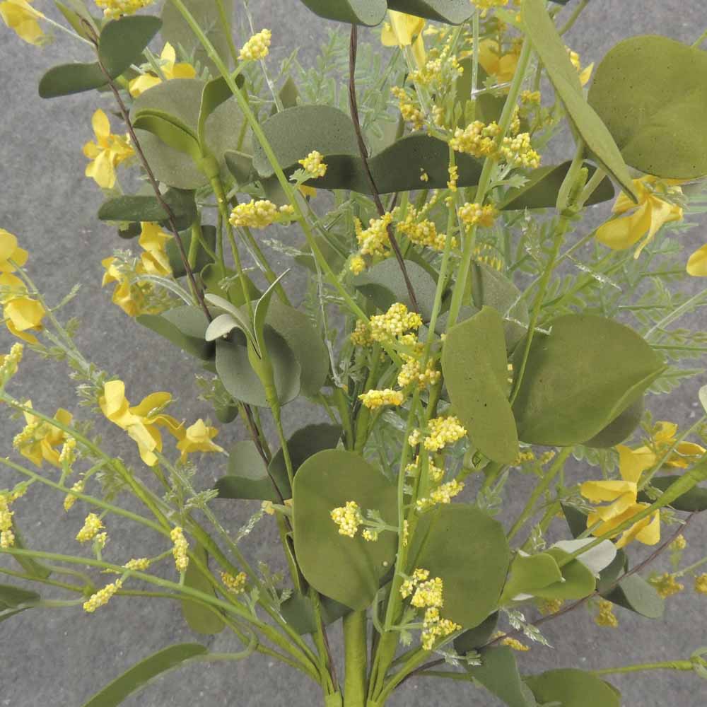 21&quot; EUCALYPTUS, FERN &amp; BLOSSOM BUSH YELLOW