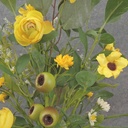 22" RANUNCULUS, DAISY & FOLIAGE BUSH YELLOW/CREAM