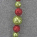 ORNAMENT GLITTER BALL 18"  GREEN/RED