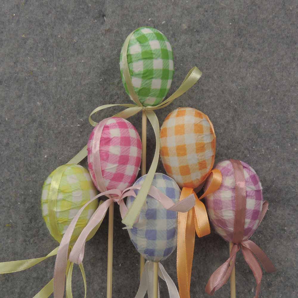 2.25" PLAID EASTER EGGS ON 7" PICK