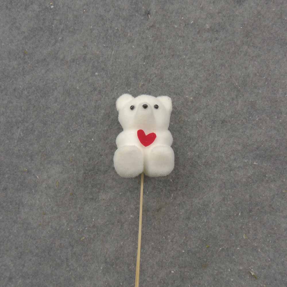 3.5&quot; BEAR HOLDING HEART ON 7&quot; PICK