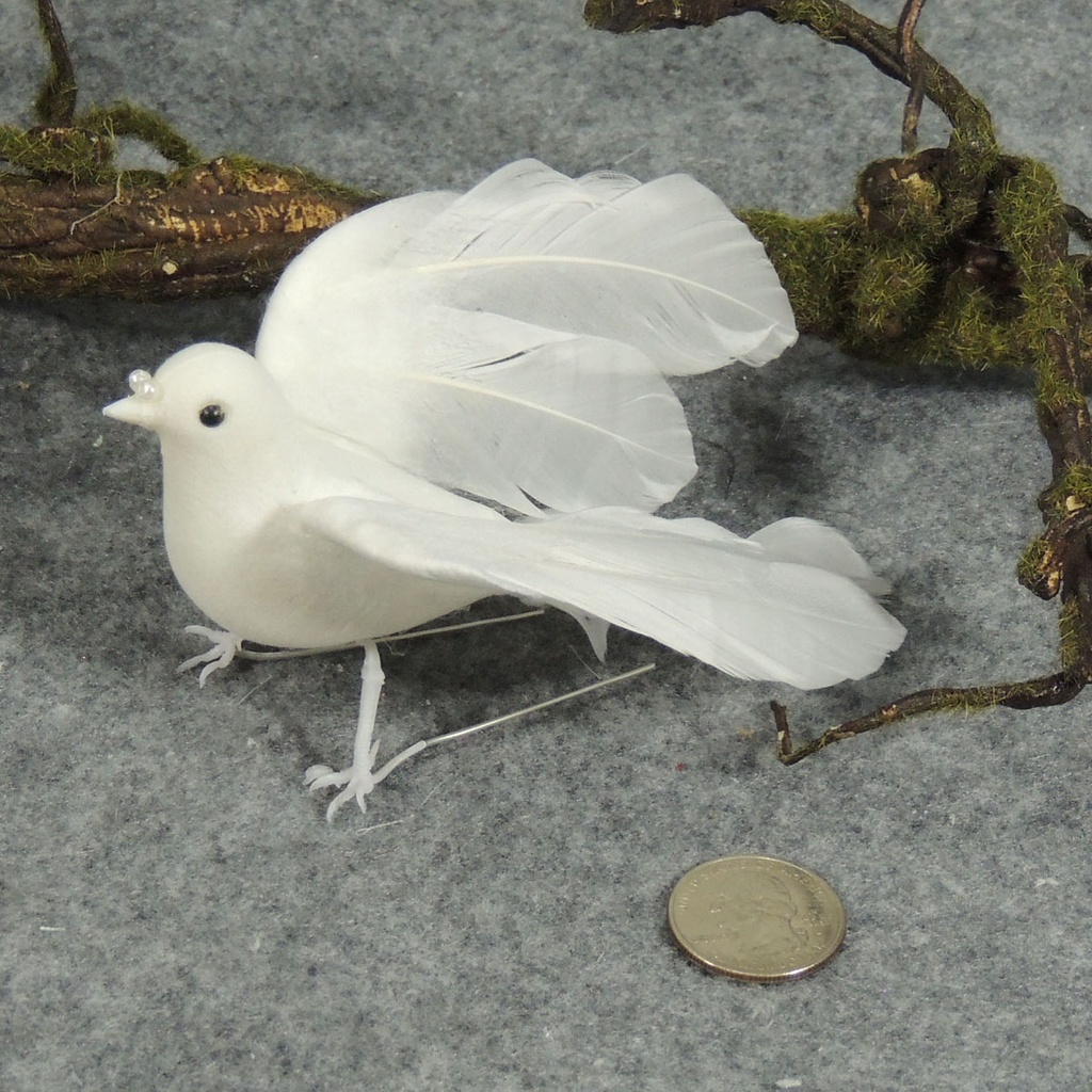 5" FLOCKED WHITE DOVE