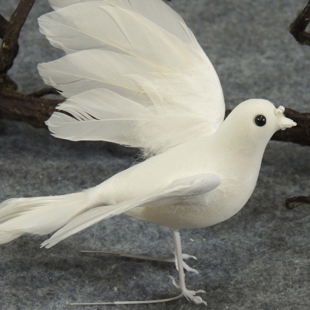 7" FLOCKED WHITE DOVE