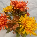 17.5" MUM/Q.A.L BUSH X10 W/ BERRIES YELLOW/ORANGE