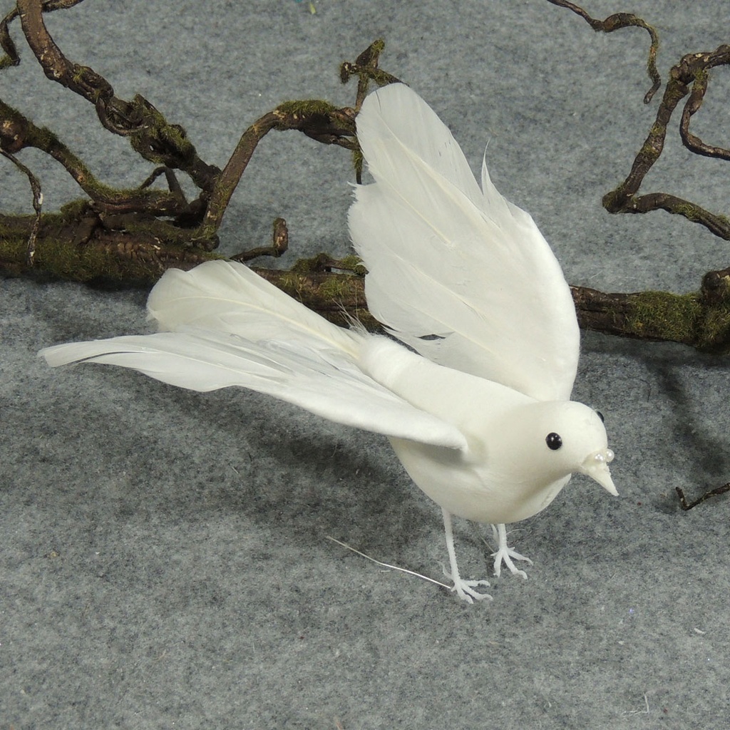 9" FLOCKED WHITE DOVE  (INDIVIDUAL)