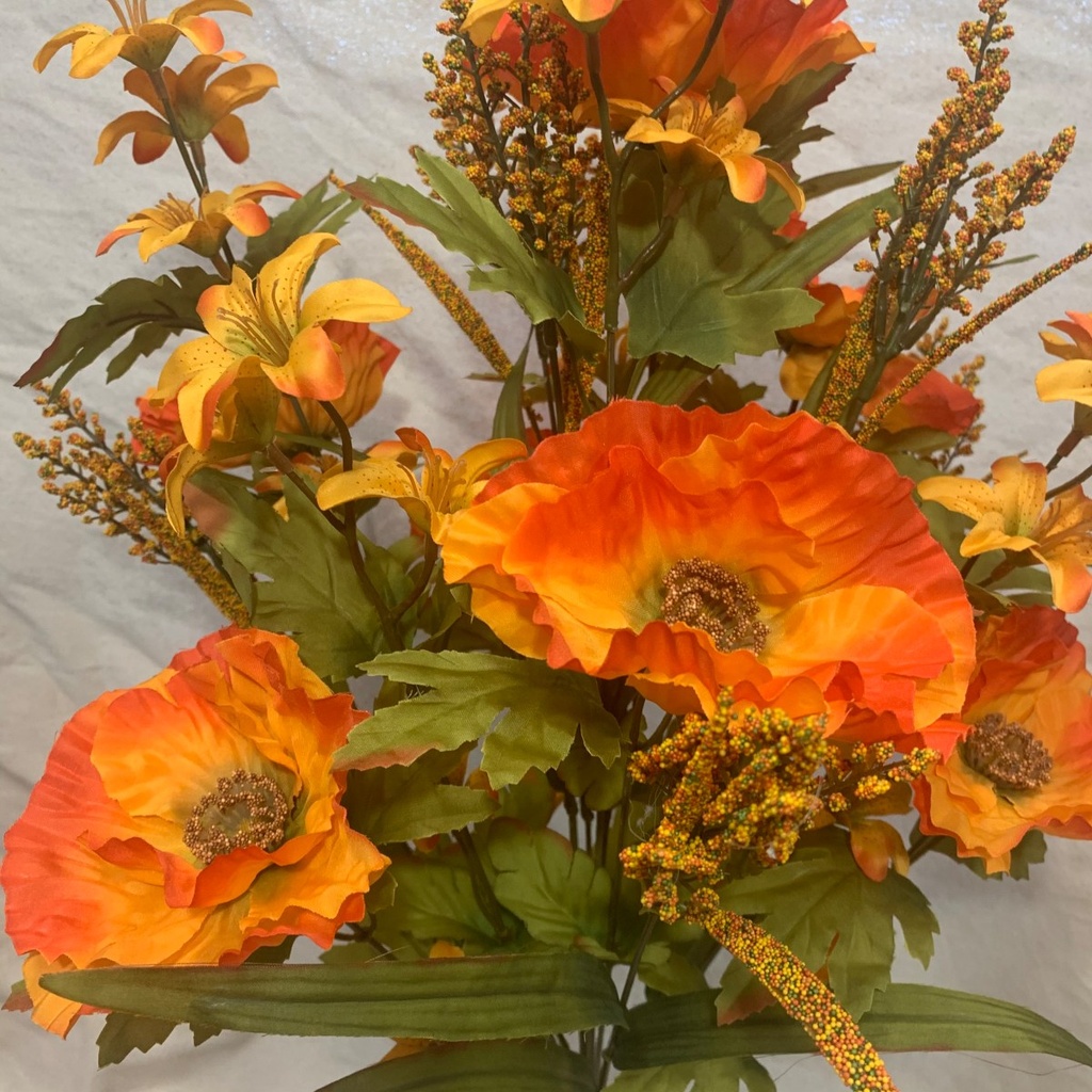 POPPY/LILY/HEATHER BUSH X18 YELLOW/ORANGE