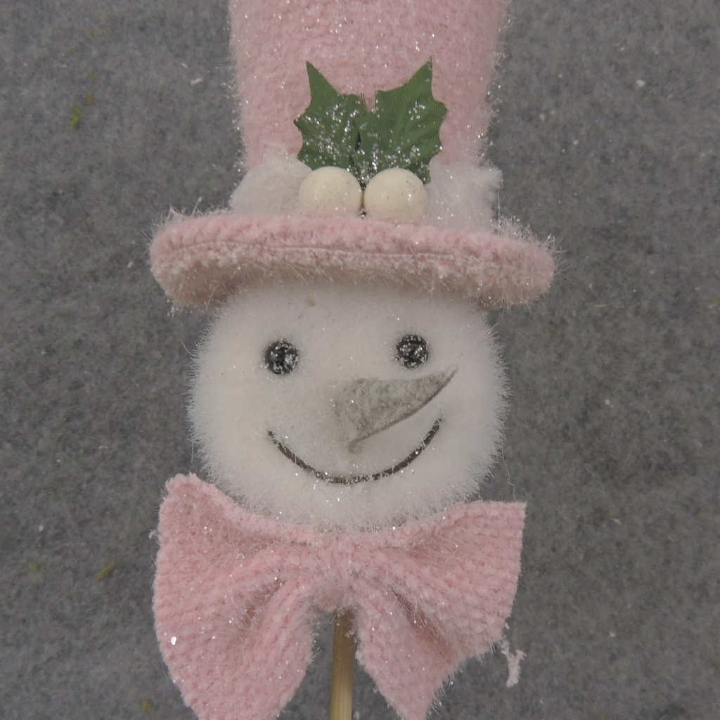 16.5" SNOWMAN PICK W/ PINK HAT