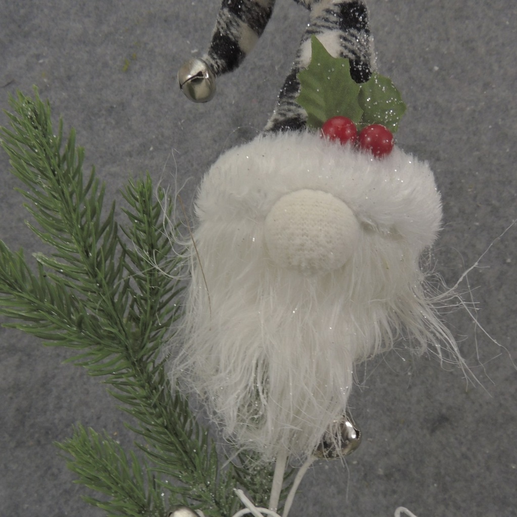 15.75" PINE SPRAY W/ SANTA GNOME & BELLS