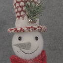 16.5" SNOWMAN PICK W/ TOP HAT RED/WHITE