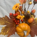 12.6" PUMPKIN PICK W/ LEAVES & ACORNS ORANGE